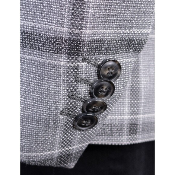 ZARA Sport Coat Jacket Blazer Gray Check 2-Button Sz 42 Single-Vented Poly Blend - Picture 7 of 14